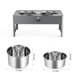 Lapensa Elevated Dog Bowls, Stainless Steel Raised Dog Bowl With Adjustable Stand, Double Dog Food And Water Bowl For Small Medium Large Dogs Grey -Zoo Shop 41BSDGvCfdL