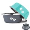 YUDANSI Dog Bowls 2 Pack Small Medium Dogs Feeding Bowls Food Water Bowls With Non-Slip Silicone Sole, Stainless Steel Dog Dishes Elevated Raised Pet Feeder(3.6 Cups) -Zoo Shop 41Be6ZdOW3L