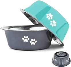 YUDANSI Dog Bowls 2 Pack Small Medium Dogs Feeding Bowls Food Water Bowls With Non-Slip Silicone Sole, Stainless Steel Dog Dishes Elevated Raised Pet Feeder(3.6 Cups) -Zoo Shop 41Be6ZdOW3L. AC