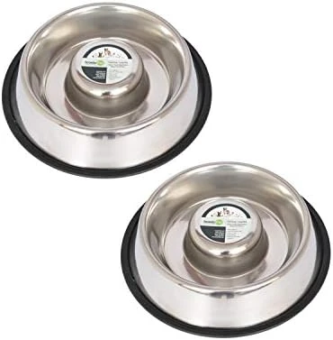 Iconic Pet Set Of 2 Stainless Steel Anti-Skid Slow Feed Pet Bowl For Dogs, Small, 12 Oz, Black 10 Iconic Pet Set Of 2 Stainless Steel Anti-Skid Slow Feed Pet Bowl For Dogs, Small, 12 Oz, Black - Image 8