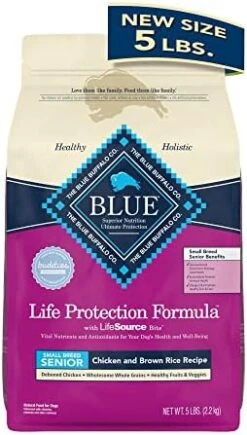 Blue Buffalo Life Protection Formula Natural Senior Small Breed Dry Dog Food, Chicken And Brown Rice 5-lb Trial Size Bag -Zoo Shop 41CAP4itLlL. AC