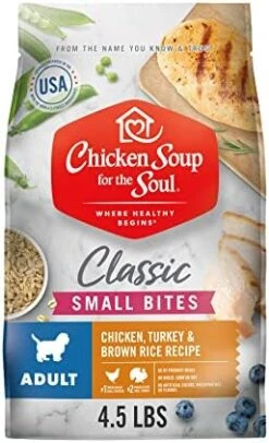 Chicken Soup For The Soul Small Bites Dog Food, Chicken, Turkey & Brown Rice Recipe, 4.5 Lb. Bag | Soy Free, Corn Free, Wheat Free | Dry Dog Food Made With Real Ingredients -Zoo Shop 41D2d1x9XL. AC
