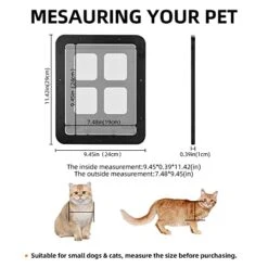Cat Screen Door, Bautizadod Inside Opening 9.45 * 7.48 Inches Pet Door For Screen Door, Pet Door Magnetic Baffle, Automatic Adjustable Lockable Black Door For Puppy Dog And Cat Door, Easy To Install. -Zoo Shop 41D3svfwPBL