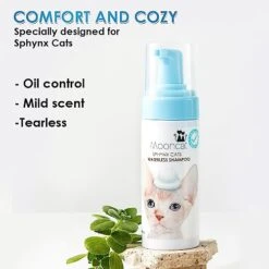 Mooncat Waterless Cat Shampoo, Licking Safe Dry Shampoo For Sphynx Cats, No Rinse Foam Cat Bath, Grooming For Cat, Kitten Sensitive Skin, Paraben Free, Oil Control, PH Balanced (5 Oz) Shampoo ONLY -Zoo Shop 41DBObGslaL