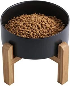 Addogyy Black Elevated/Raised Dog Bowl Ceramic With Wood Stand For Medium Large Breed,Dog Food Water Dish Heavy Wighted, Non Slip Modern Cute Porcelain Pet Bowl Extra Large -Zoo Shop 41DRnVauEjL. AC