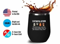 Flairy Land Cat Lady Black Wine Tumbler 12oz - Catnipulation Defiition -Cat Funny Gifts Cat Mom Cat Grandma Pet Paw Kitten Whiskers Cat Lovers Feline Cat Person Cat Rescuer -Zoo Shop 41DZXY2swNL