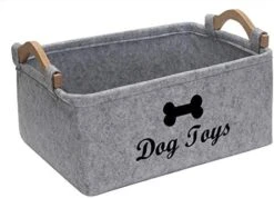 Morezi Felt Pet Toy Box And Dog Toy Box Storage Basket Chest Organizer - Perfect For Organizing Pet Toys, Blankets, Leashes And Food - Dog Toy - Dark Grey -Zoo Shop 41DdR1IwQ3L. AC