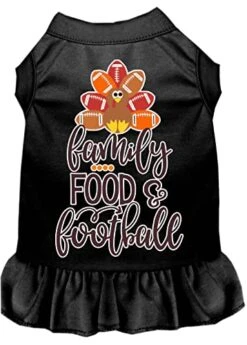 Family, Food, And Football Screen Print Dog Dress Black With Red Sm -Zoo Shop 41Dim6n5KAL 3