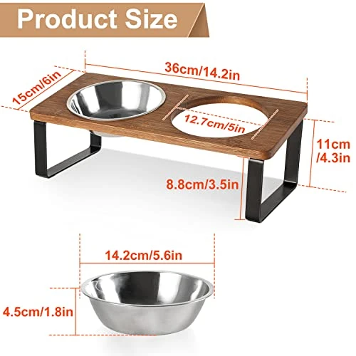 Raised Cat Food Bowls Elevated Tilted Puppy Dish Orthopedic Pet Bowl Stand Lifted 15°Angled With Double Stainless Steel Dishes 5.7 Inch Kitty Feeder Whisker Relief Anti-Vomiting(Brown) 3 Raised Cat Food Bowls Elevated Tilted Puppy Dish Orthopedic Pet Bowl Stand Lifted 15°Angled With Double Stainless Steel Dishes 5.7 Inch Kitty Feeder Whisker Relief Anti-Vomiting(Brown)