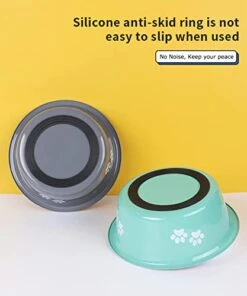 YUDANSI Dog Bowls 2 Pack Small Medium Dogs Feeding Bowls Food Water Bowls With Non-Slip Silicone Sole, Stainless Steel Dog Dishes Elevated Raised Pet Feeder(3.6 Cups) -Zoo Shop 41E0Kaoo5FL