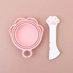 GENERIC Multi-Functional Pet Food Can Supplies Set,Universal Silicone Can Covers Cat Can Lids Mini Spatula Can Opener For Pet Cat Dog(4Pcs,Grey&Pink) -Zoo Shop 41ECMbdVjgL