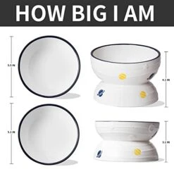 Hasense Tilted Cat Bowl Anti Vomiting, Double Raised Cat Bowls For Food And Water, Elevated Ceramic Small Dog Feeder, Protect Pet's Spine, Dishwasher Safe, Porcelain Slanted Dishes, White Set Of 2 13 Hasense Tilted Cat Bowl Anti Vomiting, Double Raised Cat Bowls For Food And Water, Elevated Ceramic Small Dog Feeder, Protect Pet's Spine, Dishwasher Safe, Porcelain Slanted Dishes, White Set Of 2 -Zoo Shop 41EEGTOdOYL