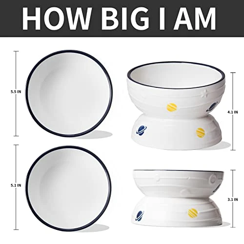 Hasense Tilted Cat Bowl Anti Vomiting, Double Raised Cat Bowls For Food And Water, Elevated Ceramic Small Dog Feeder, Protect Pet's Spine, Dishwasher Safe, Porcelain Slanted Dishes, White Set Of 2 7 Hasense Tilted Cat Bowl Anti Vomiting, Double Raised Cat Bowls For Food And Water, Elevated Ceramic Small Dog Feeder, Protect Pet's Spine, Dishwasher Safe, Porcelain Slanted Dishes, White Set Of 2 - Image 5
