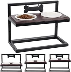 Elevated Dog Bowls Adjustable To 3 Heights With Marker, Antirust Stainless Steel Frame Raise Pet Feeder For Dog, Update Break-Resistant/Safe Melamine Food And Water Bowls, Black - Patented -Zoo Shop 41ERJ8h2vGS. AC