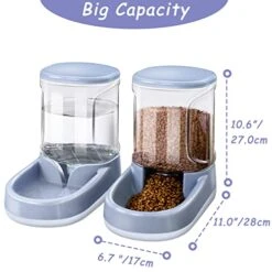 Lucky-M Pets Automatic Feeder And Waterer Set,Dogs Cats Food Feeder 3.8L,2 In 1 Water Dispensers For Small Medium Big Pets (B-Gray) -Zoo Shop 41ERKEr7cmL
