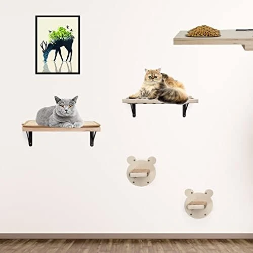 A.FATI Cat Wall Shelf, Wooden Cat Feeding Shelf With 2 Raised Bowls, 15° Tilted Feeding Position, Cat Shelves And Perches For Eating, Playing, Sleeping & Lounging 11 A.FATI Cat Wall Shelf, Wooden Cat Feeding Shelf With 2 Raised Bowls, 15° Tilted Feeding Position, Cat Shelves And Perches For Eating, Playing, Sleeping & Lounging - Image 9