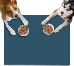Dog Feeding Mat For Food And Water Bowls, 39.4"x29.5" Extra Large Silicone Pet Food Mat, Waterproof Dog Placemat For Protecting Floors, Non-Slip, Blue -Zoo Shop 41EV12sZKUL. AC
