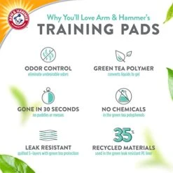 Arm & Hammer Green Tea Pet Training Pads | 25-Ct Dog Training Pads With Super Absorbing Green Tea Baking Soda For 2X The Odor Control | Leakproof & Recycled Training Pads For Dogs,White -Zoo Shop 41EZu8gp75L