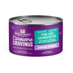 Stella & Chewy’s Carnivore Cravings Savory Shreds Cans – Grain Free, Protein Rich Wet Cat Food – Wild-Caught Tuna & Salmon Recipe – (5.2 Ounce Cans, Case Of 24)