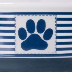 Bone Dry Paw & Patch Ceramic Pet Collection, Medium Set, 6x2", Nautical Blue, 2 Piece -Zoo Shop 41F1IahCQPL