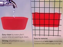 AMZSYLV 6 Pack Feeder Waterer Chicken 21 Oz Food Water Cage Cups Puppy Cat Rabbit Hanging Feeding Dish Coop Bowl Watering Container Treats Drinker For Pigeon Bird Bath Basin Hamster Bed