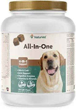 NaturVet All-in-One Dog Supplement - For Joint Support, Digestion, Skin, Coat Care – Dog Multivitamins With Minerals, Omega-3, 6, 9 – Wheat-Free Vitamins For Dogs – 13-Ounce Powder -Zoo Shop 41FD30cqWML. AC
