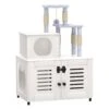 EasyCom Litter Box Enclosure, Hidden Cat Tree Tower Furniture For Indoor House, Modern Wooden All-in-one Cat Litter Cabinet With Scratching Post And Condo, White -Zoo Shop 41FPvZPMgzL