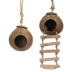 SPEESY Cat Bed Mats, Coconut Shell Bird House Tiger Skin Pearl Bird Parrot Nest Nest Warm Anti-bite Bird Nest (Color : Black) -Zoo Shop 41FXHIUqO7L 2