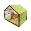 Ambesonne Lime Wooden Dog House, Silhouette Of Citrus Fruit With Leaf Background Healthy Life Tropical Food, Indoor & Outdoor Portable Dog Kennel With Pillow & Cover, 2X-Large, Lime Green Apple Green -Zoo Shop 41FavwoEbiL