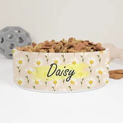 GENERIC Personalized Daisy Pattern Pet Bowl, Daisy Bowl For Dog, Cat Drinking Bowl, Available In Two Sizes, Gift For Pets