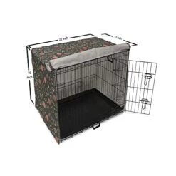 Ambesonne Cartoon Dog Crate Cover, Sketches Of Pizza Ingredients Yummy Food Theme, Easy To Use Pet Kennel Cover For Small Dogs Puppies Kittens, 22 Inch, Dark Taupe Grey Coral -Zoo Shop 41G3C5jihpL