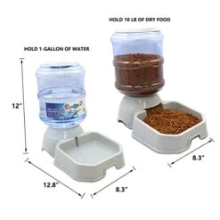 GENERIC Automatic Dog Cat Feeders Water Bowl Dispenser Cat Water Fountain Large Capacity 1-Gallon Water Capacity, 10-Pound Food Large Capacity For Medium Large Pets