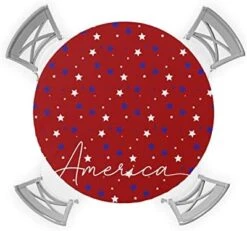 MUSEDAY Round Waterproof Table Cover Independence Day Dog Elastic Tablecloth Fitted Table Cover IndoorOutdoor Spillproof Table Cover Fits Tables Up To 36"-44" Diameter, Pet Dog Paw Red Navy Blue -Zoo Shop 41GmRE1ZgNL. AC 1