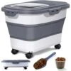 Muibe Dog Food Storage Container, Dog Food Storage Container 20-25 LBS Capacity, Collapsible Airtight Dog Food Containers With Clear Lid, Measuring Cups -Zoo Shop 41GmshiNZVL