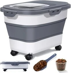 Muibe Dog Food Storage Container, Dog Food Storage Container 20-25 LBS Capacity, Collapsible Airtight Dog Food Containers With Clear Lid, Measuring Cups -Zoo Shop 41GmshiNZVL. AC