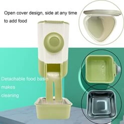 MUYG Rabbit Hanging Automatic Feeder Pets Food Bowl For Cages Pet Cage Gravity Feeder Bunny Removable​ Food Dispense For Small Animals Puppies Chinchilla (Green) -Zoo Shop 41GnoHtYGxL
