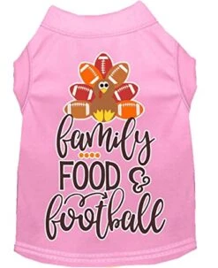 Family, Food, And Football Screen Print Dog Shirt Light Pink XS