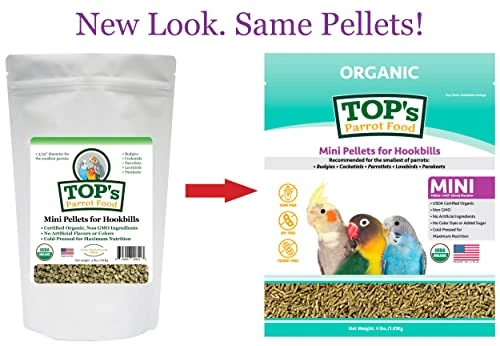 TOP's Parrot Food Mini Pellets Bird Food For Budgies, Cockatiels, Parrotlets, Lovebirds, Parakeets - Non-GMO, Peanut Soy & Corn Free, USDA Organic Certified - 4LBS 4 TOP's Parrot Food Mini Pellets Bird Food For Budgies, Cockatiels, Parrotlets, Lovebirds, Parakeets - Non-GMO, Peanut Soy & Corn Free, USDA Organic Certified - 4LBS - Image 2