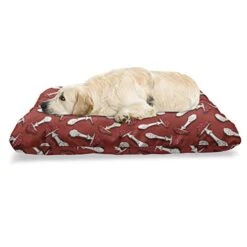 Ambesonne Mushroom Pet Bed, Autumn Pattern With Amanita Muscaria Psychedelic Food Forest Woodland, Chew Resistant Pad For Dogs And Cats Cushion With Removable Cover, 24" X 39", Burnt Sienna Red White