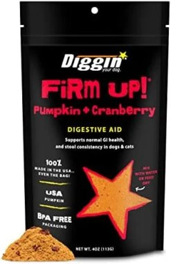 Diggin’ Your Dog Firm Up Pumpkin For Dogs & Cats With Cranberry, 100% Made In USA, Pumpkin Powder For Dogs, Digestive Support, Apple Pectin, Fiber, Healthy Stool, 4 Oz -Zoo Shop 41GtHhTsKkL. AC