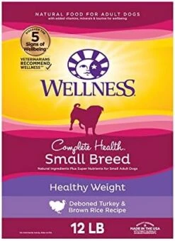 Wellness Complete Health Small Breed Dry Dog Food With Grains, Natural Ingredients, Made In USA With Real Turkey, For Dogs Up To 25 Lbs, (Adult, Turkey & Oatmeal, 4-Pound Bag) -Zoo Shop 41H68DlluZL. AC 1