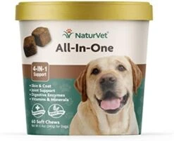 NaturVet All-in-One Dog Supplement - For Joint Support, Digestion, Skin, Coat Care – Dog Multivitamins With Minerals, Omega-3, 6, 9 – Wheat-Free Vitamins For Dogs – 13-Ounce Powder -Zoo Shop 41H72PABvcL. AC