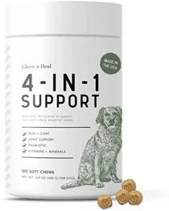 Chew + Heal All In 1 Dog Vitamin - 120 Soft Chew Treats - Chewable Multivitamin With Probiotics, Digestive Enzymes, For Skin And Coat, Hip And Joint Support - With Omega, Calcium - Made In The USA -Zoo Shop 41HJ5hQCDdL. AC