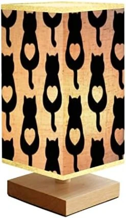 Bedside Lamps Veterinary Seamless With Pets Medicines And Food A Cat In A Collar And Reading Nightstand Lamp, Minimalist Wood Base Rectangular Fabric Shade Table Lamp For Bedroom Living Room -Zoo Shop 41HKQVL1MzL. AC