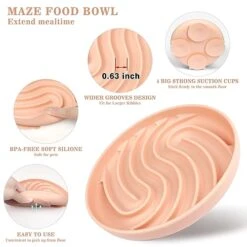 Moogrou Silicone Slow Feeding Dog Bowl Slows Down Eating For Puppy Small Medium Large Dogs,Dog Bowls Slow Feeder With Strong Suction Cups,Maze Dog Food Bowls/Puzzle Feeders For Pets Pink S -Zoo Shop 41HlFbTETgL