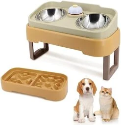 Supet Elevated Small Dog Bowl & Slow Feeder Bowl For Puppy Or Cat, 3-in-1 Adjustable & Removable Food And Water Bowls With Stand & 2 Stainless Steel Dog Food Bowls Set, Whisker Friendly Dish -Zoo Shop 41HtYCQOzQL. AC