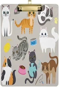 Cute Kitty Cat With Cat Breeds Toys And Food Plastic Clipboard Lovely Cat Kitchen Clipboards Low Profile Clip Boards For Students Office Man Woman Kids Standard A4 Letter Size 12.5x9 Inch Silver -Zoo Shop 41IMagbFPLL. AC 1