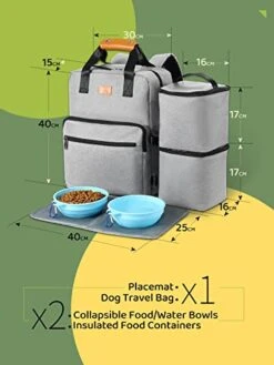 DELOMO Dog Travel Bag, Airline Approved Organizer Backpack With Multi-Function Pockets, 25L Accessories Set With 2 Food Storage Containers, 2 Foldable Bowls For Weekend Away 12 DELOMO Dog Travel Bag, Airline Approved Organizer Backpack With Multi-Function Pockets, 25L Accessories Set With 2 Food Storage Containers, 2 Foldable Bowls For Weekend Away -Zoo Shop 41IMfsVZGrL