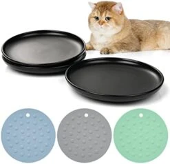 Dorakitten Ceramic Cat Food Dish: Cat Wet Food Bowls Cat Feeding Wide Bowls To Stress Relief Of Whisker Small Plates, Shallow Bowls For Kittens And Small Animals With Non-Slip Mat -Zoo Shop 41IPwVA076L. AC