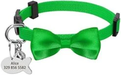 Breakaway Cat Dog Collar Quick Release Safety Kitten Cats Collar With Engraved Fish ID Tag Name Bowknot With Bell Hot Pink XS -Zoo Shop 41IkAu3WEeL. AC